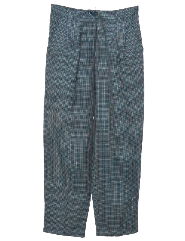 Green Checked Trousers - W27 L28 Trousers Seasonal Trendy