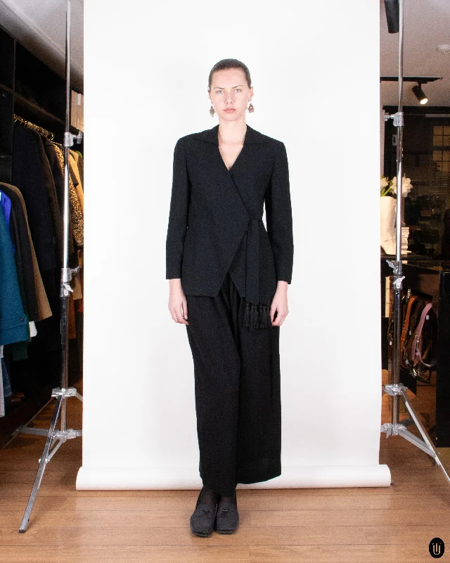 90's Christian Dior Black Wrap Blazer M Women's Radiation Jacket