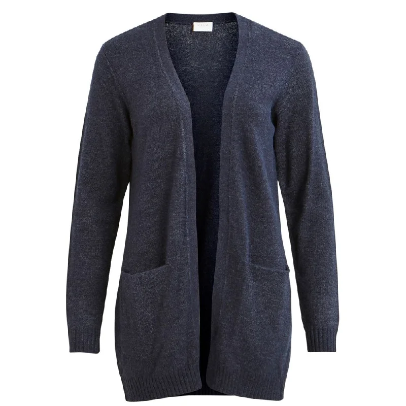 Vila Clothes Blue Viscose Cardigan Transparent Opaque Sheer