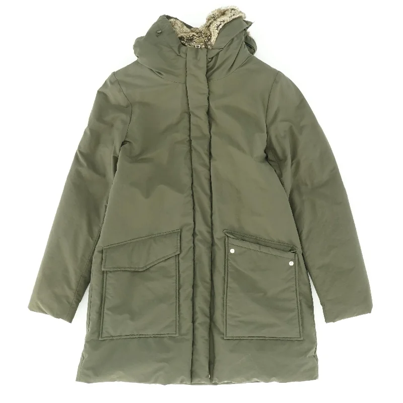 Olive Lightweight Coat Hook-and-Loop Buckled Tied