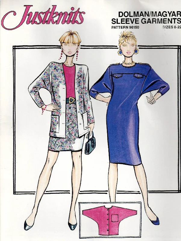 Justknits 96150 Womens Stretch Knit Dolman/Magyar Sleeve Dress Cardigan & Top 1980s Vintage Sewing Pattern Sizes 8 - 22 UNCUT Factory Folded Polka Dot Checkered Tartan Justknits 96150 Womens Stretch Knit Dolman/Magyar Sleeve Dress Cardigan & Top 1980s Vintage Sewing Pattern Sizes 8 - 22 UNCUT Factory Folded Polka Dot Checkered Tartan