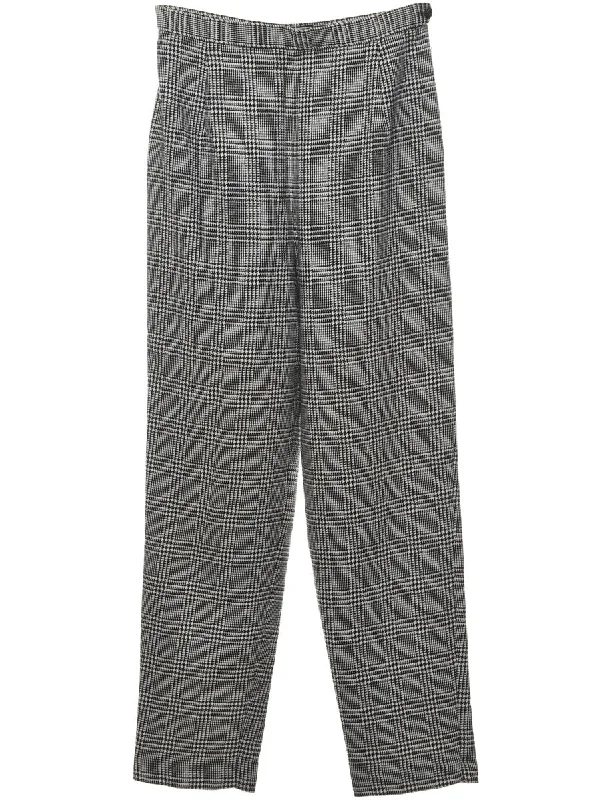 Grey, Black & White Dogtooth Trousers - W28 L30 Trousers cozy soft
