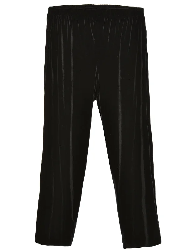 Velvet Fabric Black Trousers - W34 L37 Trousers Travel Practical