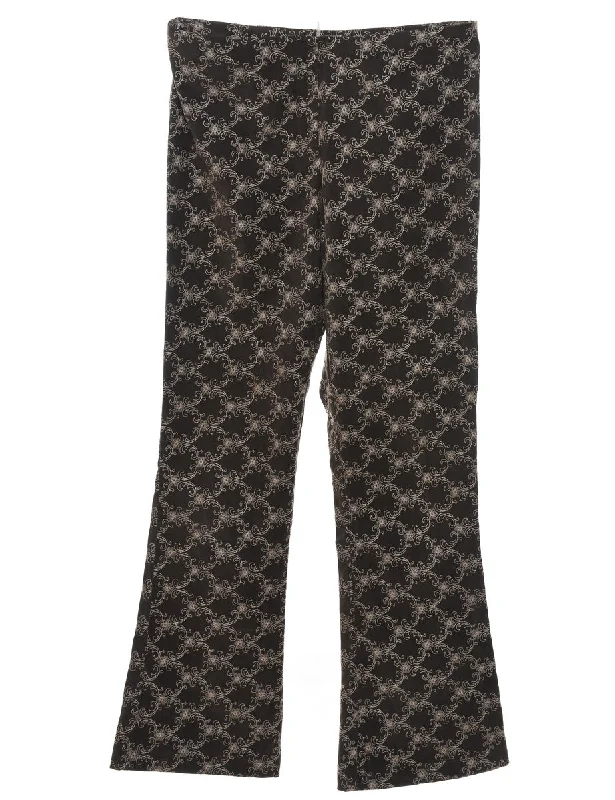 Y2K Floral Print Embroidered Trousers - W32 L32 Trousers Polka Dot Cute