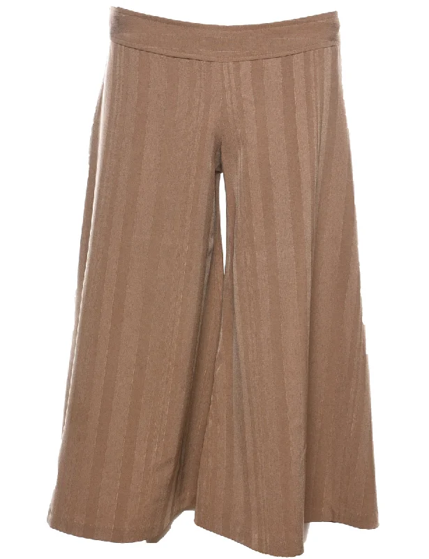 Low-Rise Striped Light Brown Flared Y2K Trousers - W35 L21 Trousers Cargo Utility