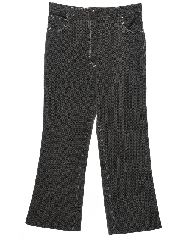 Flared Leg Grey Trousers - W32 L30 Trousers Flared Retro