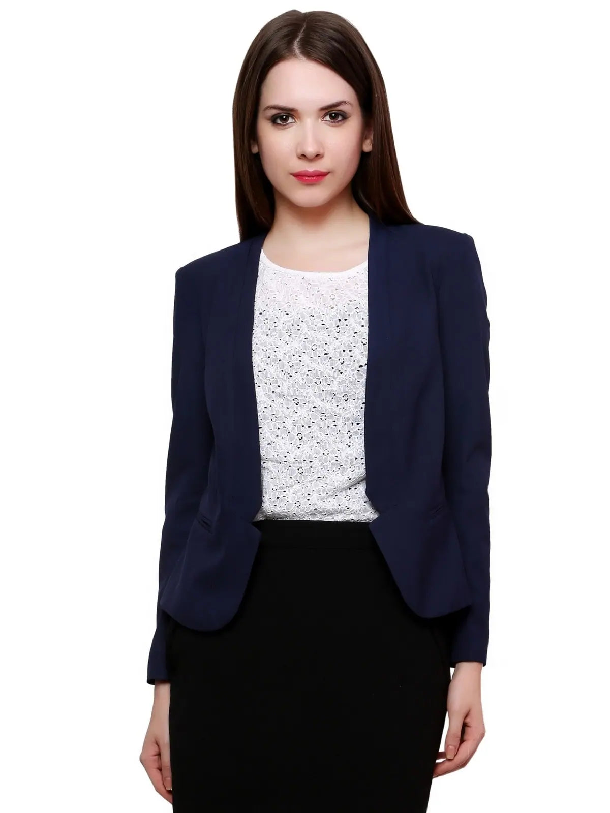 Blue Solid Blazer Women's Denim Suit