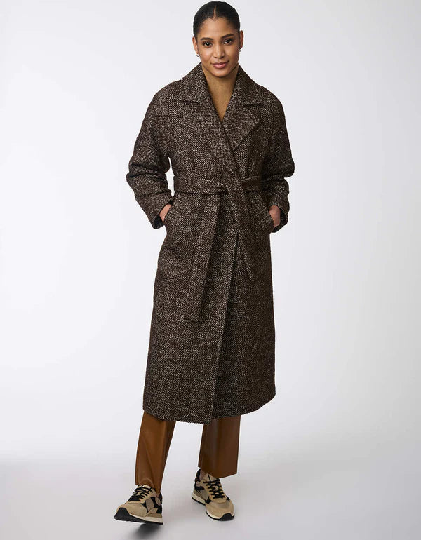 Icon Refined Belted Wool Coat Houndstooth Coat Plaid Coat Tartan Coat