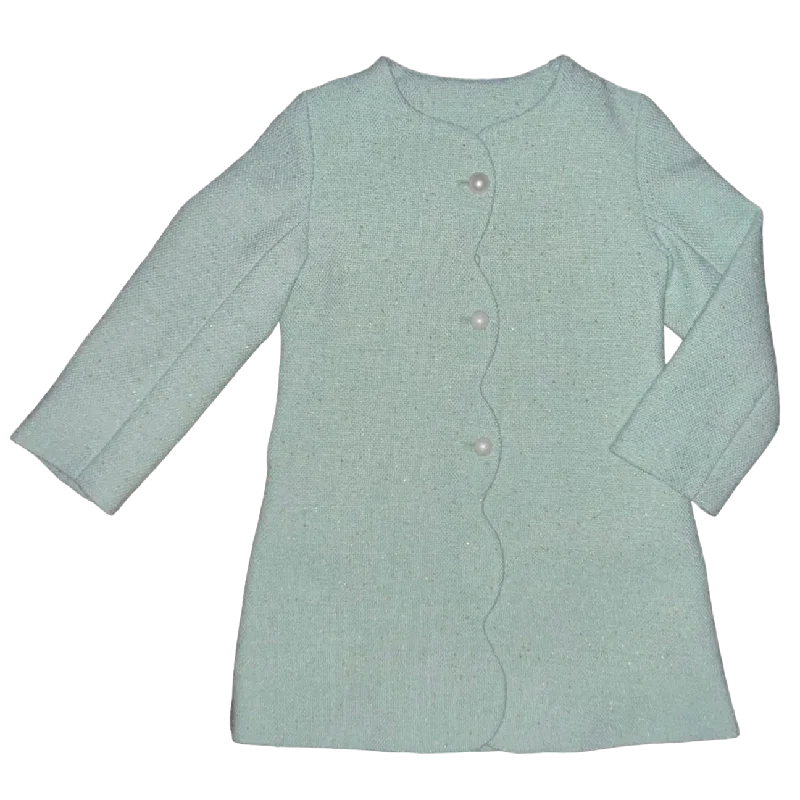 Women's Charleston Carriage Coat- Beach Glass Blue Knit Woven Fleece