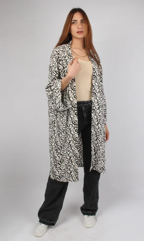 Women Short Cardigan Arabic Letter (White) Cardigan Knitwear Sweater