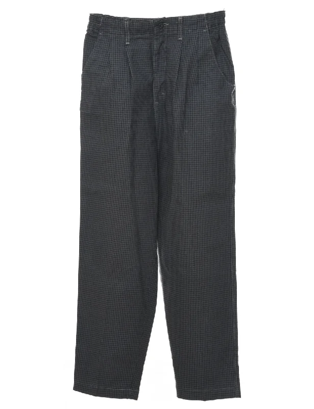 Lee Grey Checked Trousers - W26 L29 Trousers sophisticated sleek