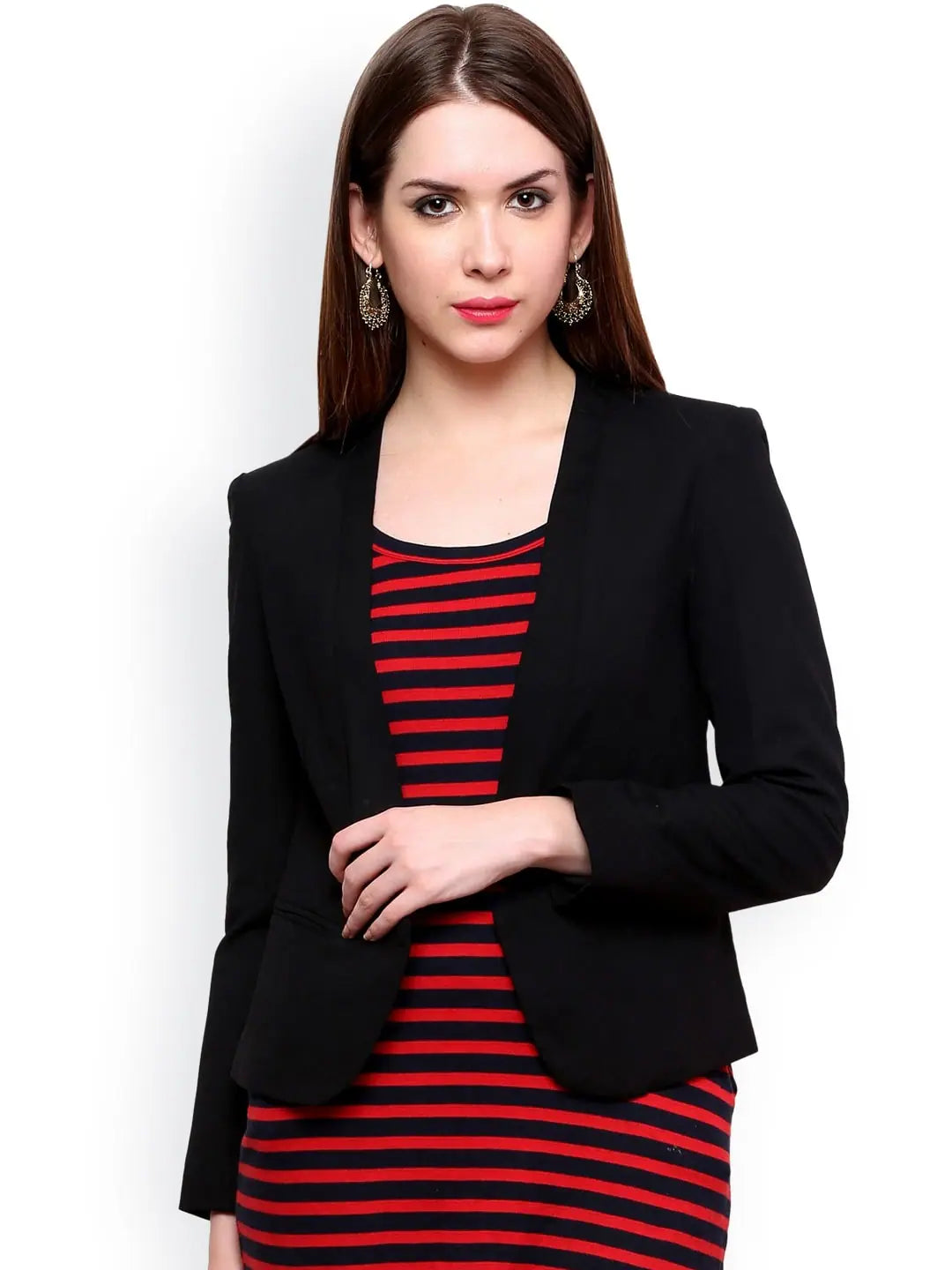Black Solid Blazer Women's Unique Blazer