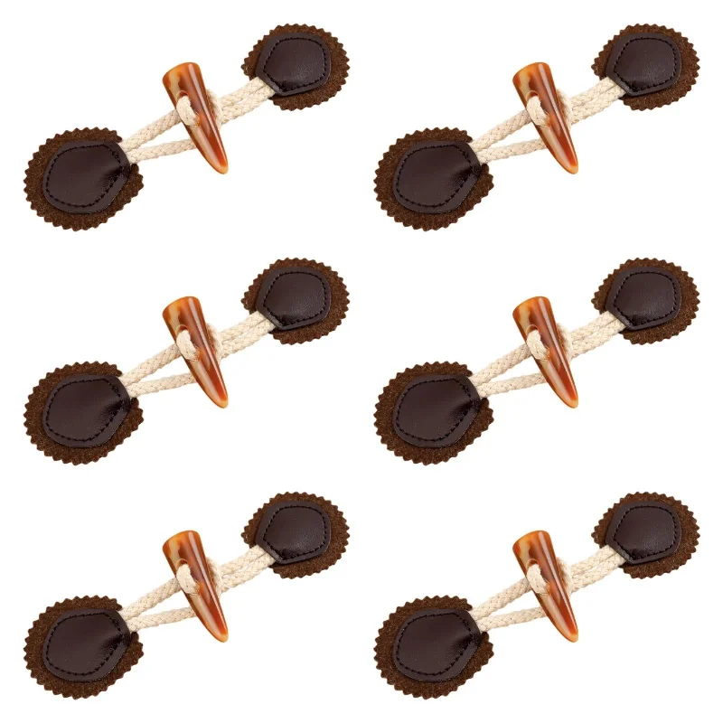 6 Sets Sew on Toggle Buttons Resin Horn Buttons for Winter Coat Bags Clothes Style C Toggle Coat Shawl Collar Coat Notch Collar Coat