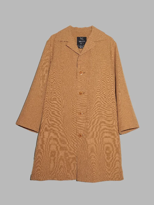 Y’s Yohji Yamamoto 2000s beige wool four button coat Down Puffer Quilted