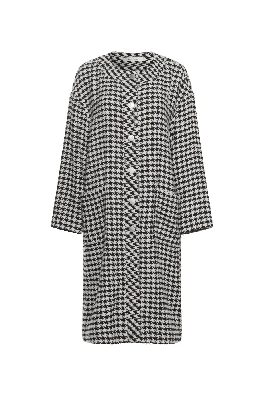BETH COAT BLACK Houndstooth Jacket Shearling Jacket Fleece Jacket