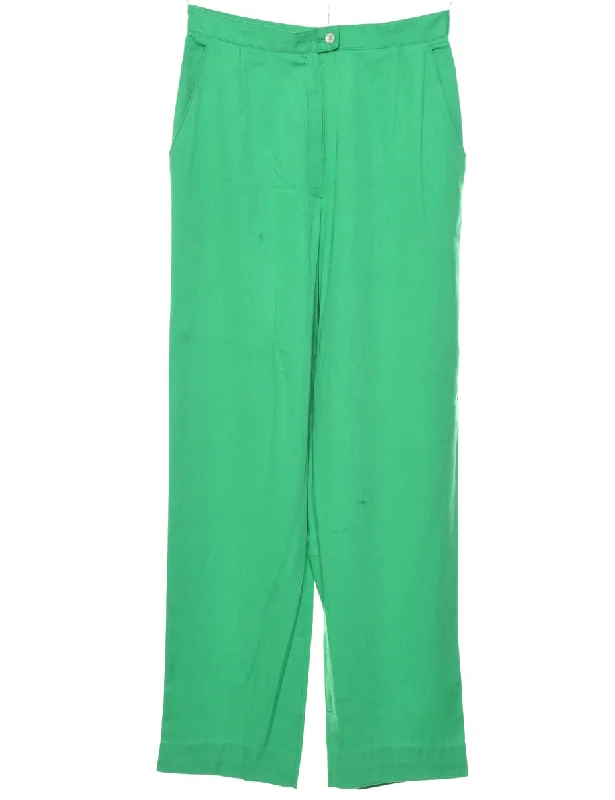 Green Trousers - W28 L30 Trousers Silk Elegant