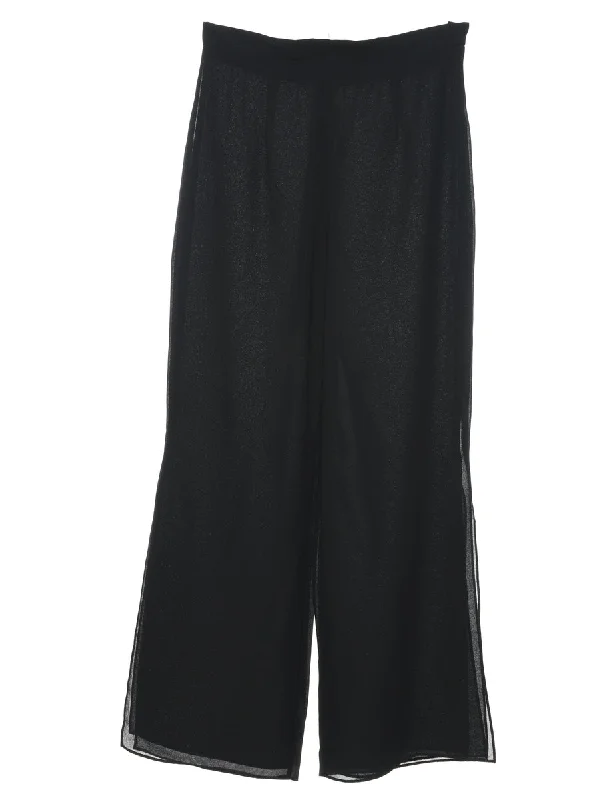Black Flared Leg Wide Leg Trousers - W28 L29 Trousers Gym Athletic