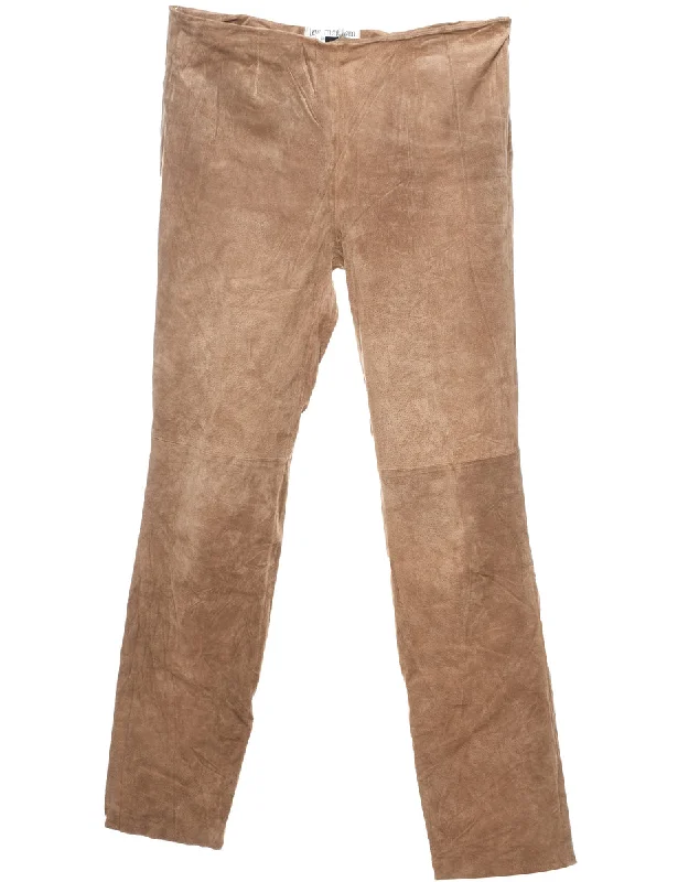 Light Brown Classic Suede Trousers - W32 L32 Trousers Recommended Stylist