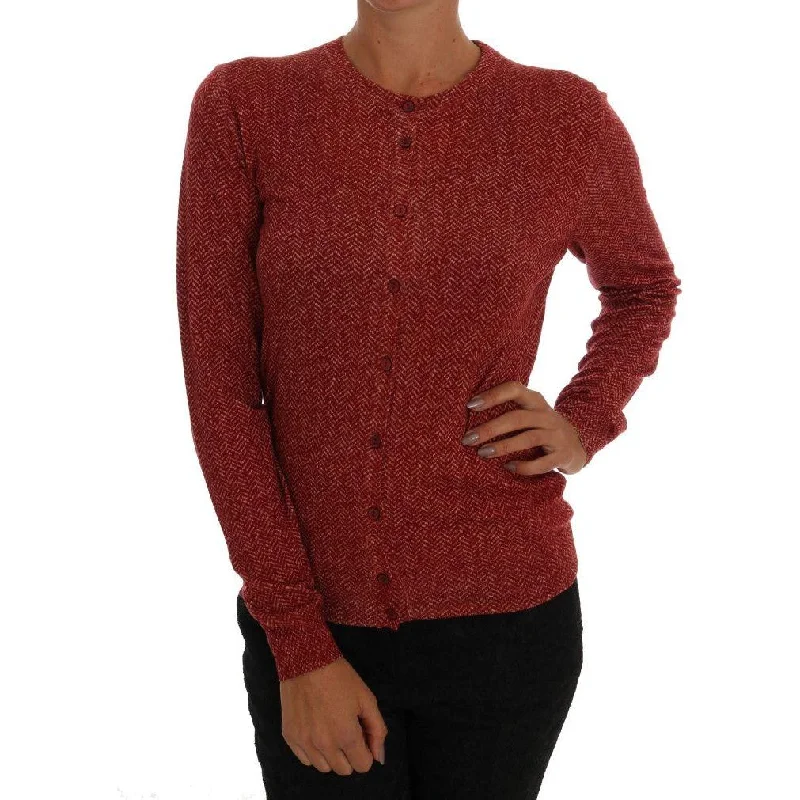 Dolce & Gabbana Red Wool Cardigan Sweater Button Cardigan Zip Cardigan Pullover Cardigan