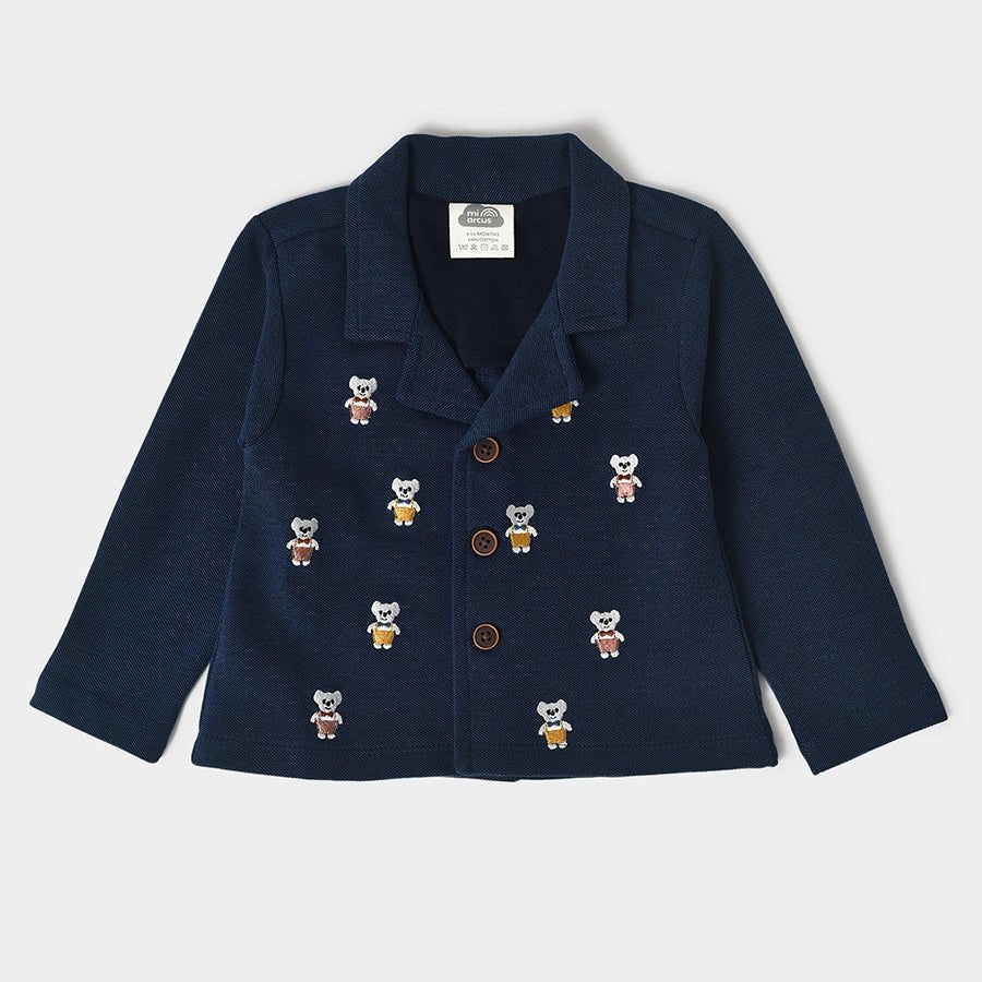 Misty Blue Knitted Blazer Women's Print Jacket