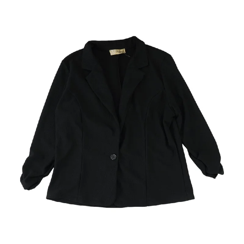 Black Solid Blazer Women's Plaid Suit