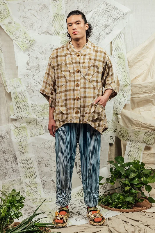 SL24 MATRIA CUTOUT SUMMER COAT - TURMERIC CHECK Tweed Herringbone Houndstooth