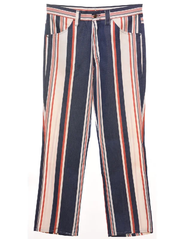 Striped Navy, White & Red Trousers - W33 L31 Trousers Exclusive Limited