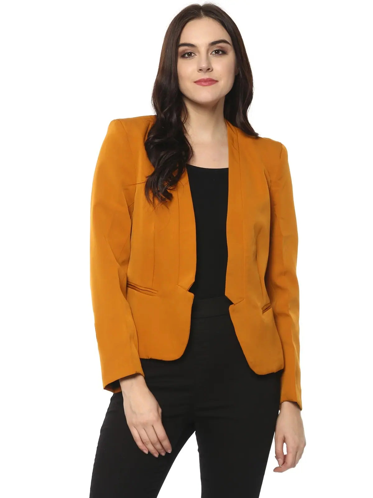 Solid Notched Blazer Women's Classic Suit