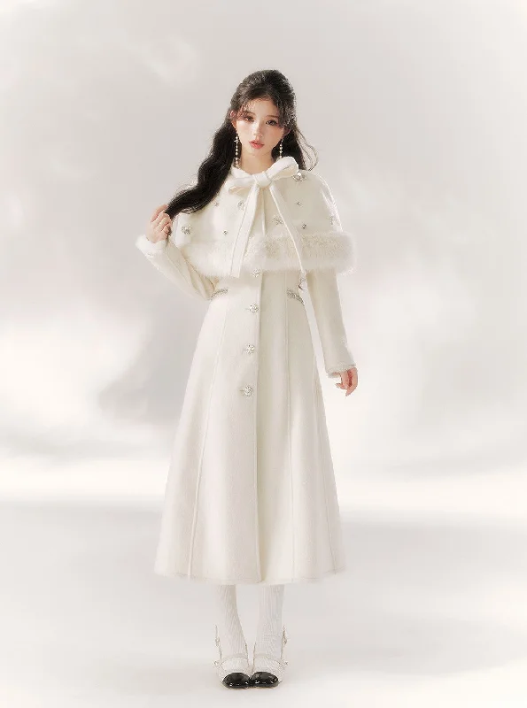 Decorated Lady Beaded Cape Long Coat BBB0090 Vent Hem Cuff