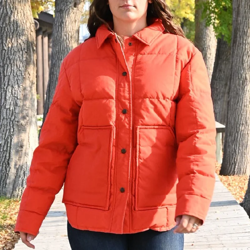 Filson Ladies Waxed Down Barn Coat in Campfire Appliqued Beaded Sequined