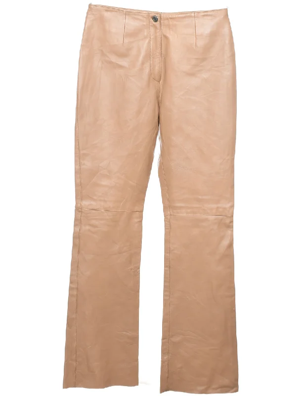 Light Brown Faux Leather Trousers - W32 L34 Trousers chic fashionable