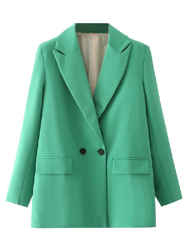 Women Khaki Black Blazer Coat Vintage Notched Collar Pocket 2023 Milan Custom Blazer