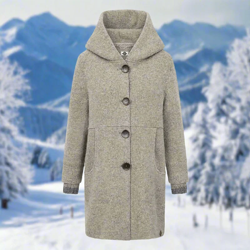 Stapf ANNIKA Grey Lero water-repellent Fine Wool Coat Made in Austria ON SALE empire Basque Peplum