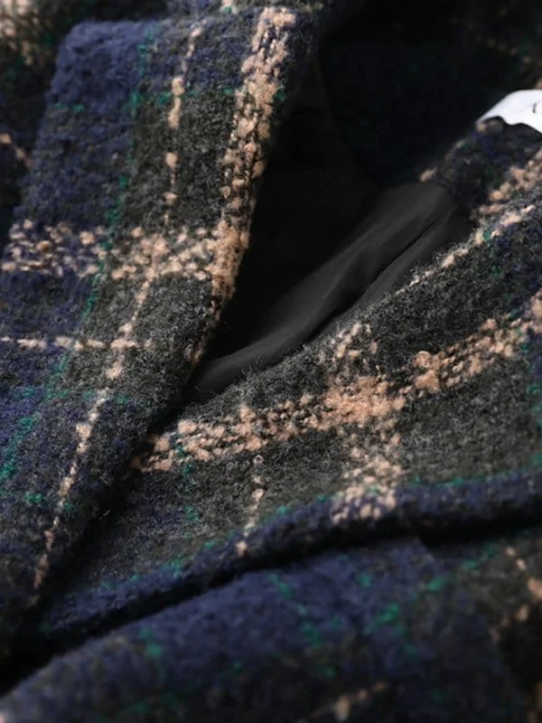 Classic Plaid Winter Coat Striped Polka Dot Solid