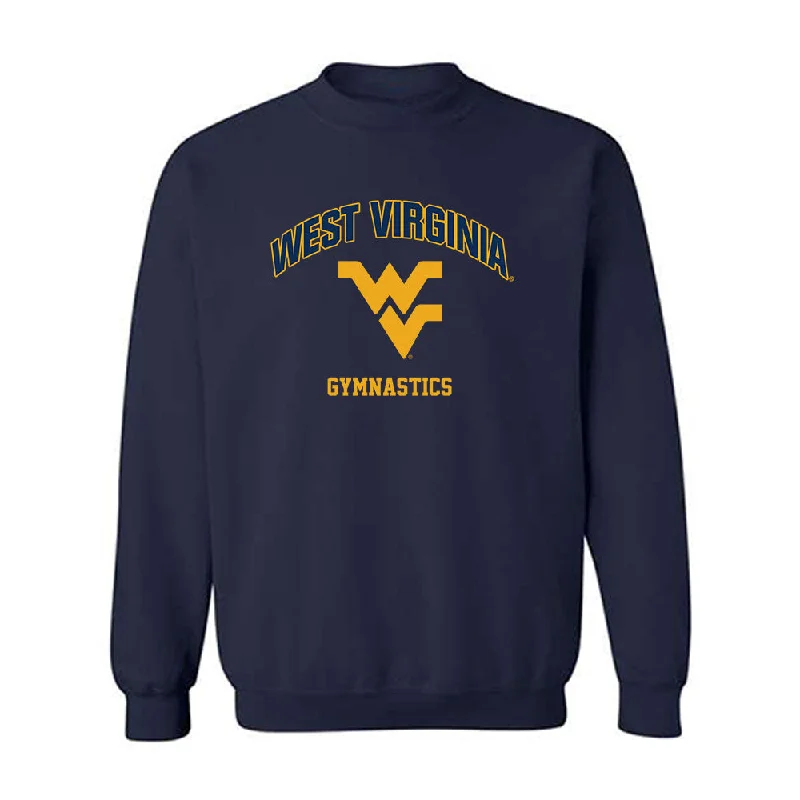 West Virginia - NCAA Women's Gymnastics : Kaelyn Skeel - Fashion Shersey Crewneck Sweatshirt Hoodie with Stripes Bold Sporty