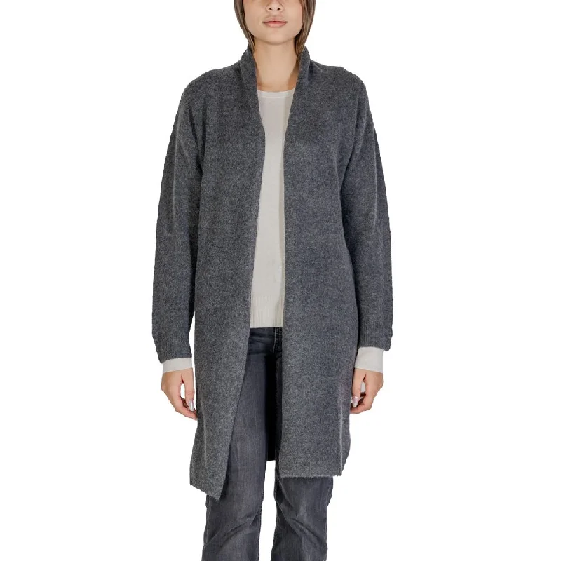 Morgan De Toi Gray Polyester Cardigan Plaid Cardigan Polka Dot Checkered