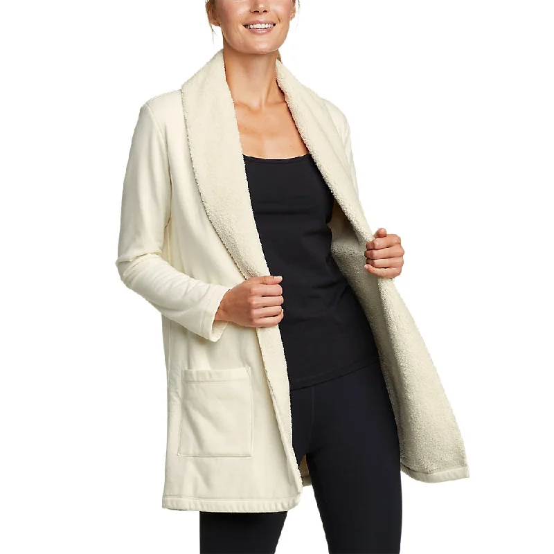 Women's Faux Shearling Cabin Cardigan Knit Fabric Woven Fabric Fleece Fabric