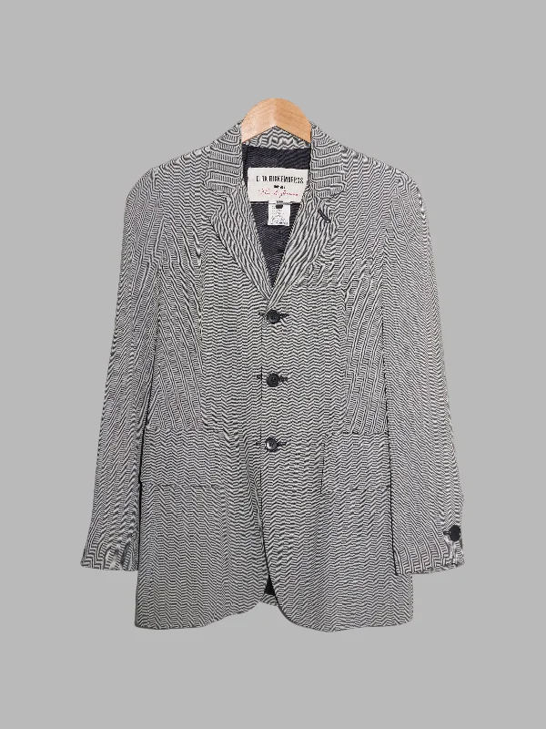Dirk Bikkembergs spring 1995 grey herringbone detachable button chain blazer Women's Wedding Blazer