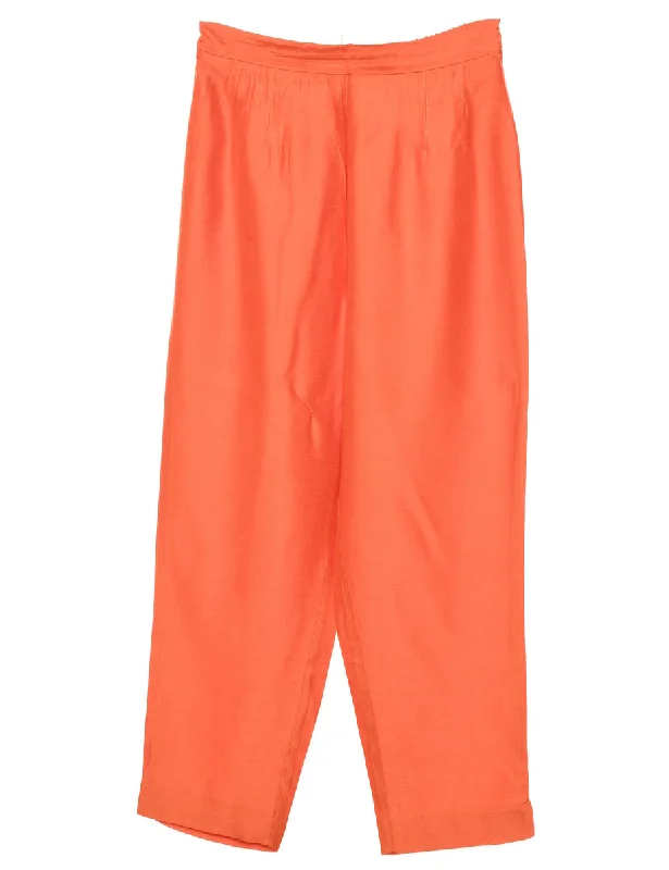 High Waist Orange Trousers - W26 L27 Trousers Fleece Cozy