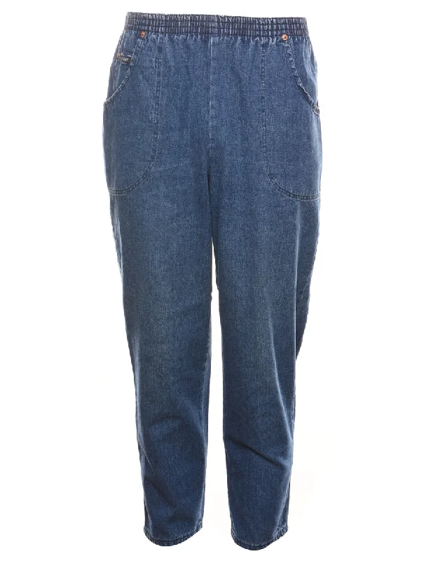 Tapered Denim Medium Wash Trousers - W26 L27 Trousers Bridal Satin