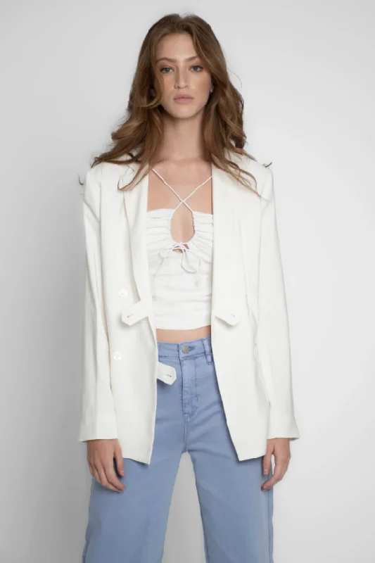 White Feather Crepe Blazer Women's Classic Blazer