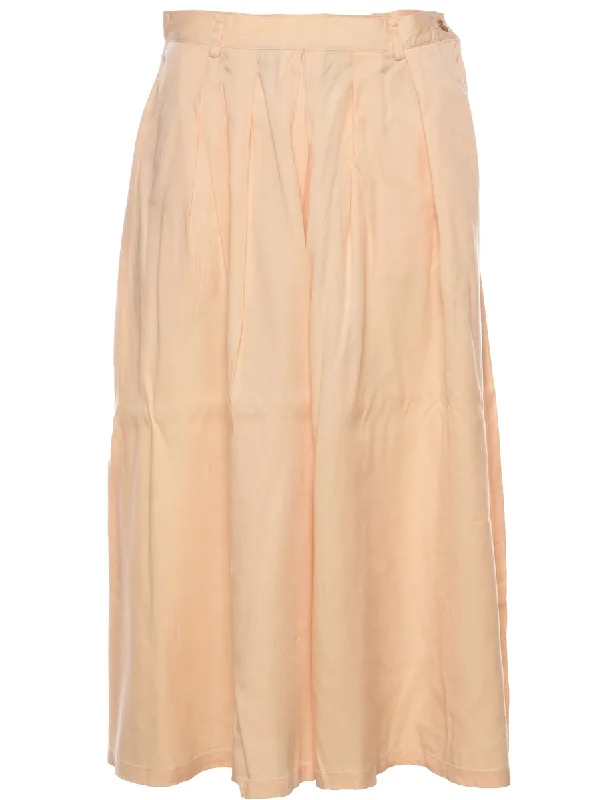 Flared Leg Pale Yellow Wide Leg Pleated Trousers - W29 L20 Trousers Culottes Wide Leg