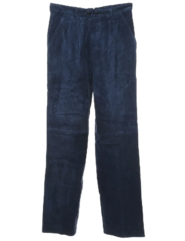 Navy Classic Suede Trousers - W28 L30 Trousers Top Rated