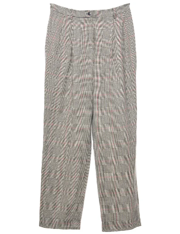 Lord and Taylor Grey Dogtooth Check Trousers - W29 L29 Trousers Formal Black