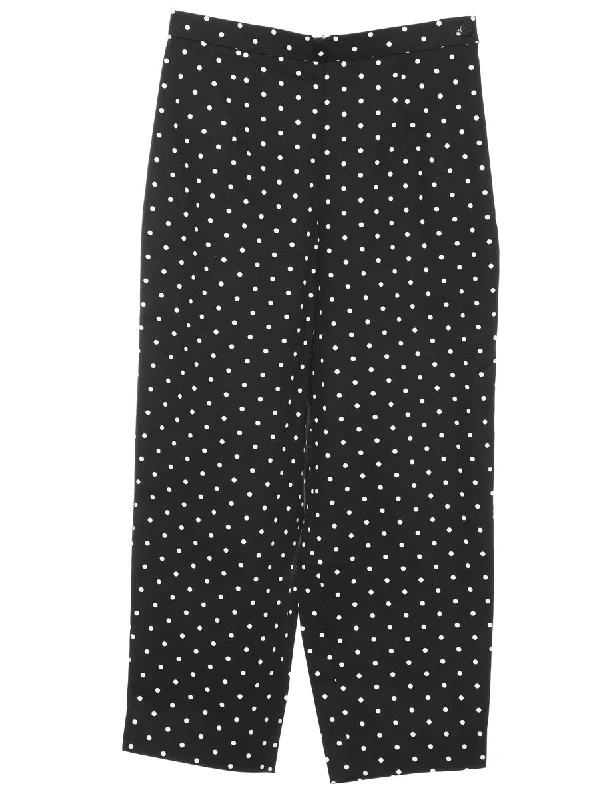 Polka Dot Cropped Trousers - W24 L21 Trousers Leather Faux