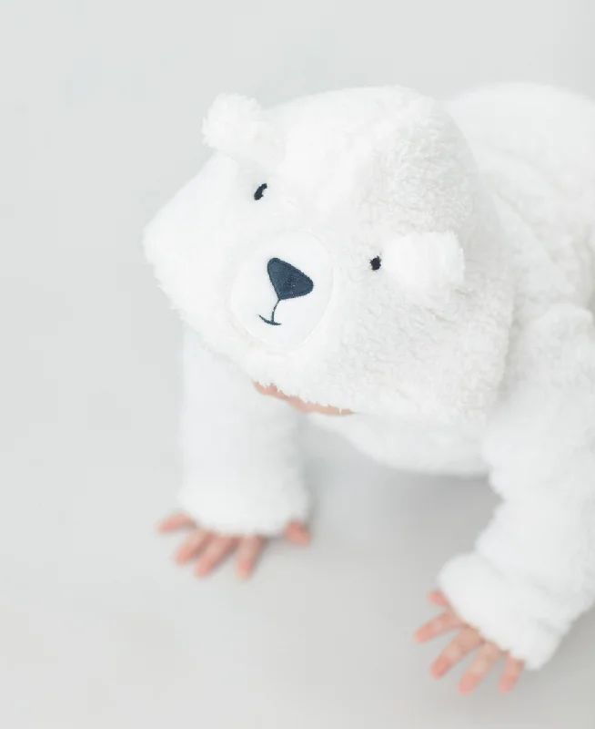Joules Infant Cuddle Bear Coat - White Tie-Waist Belted Drawstring