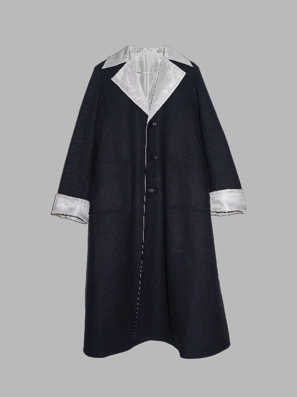 I Wish Y’s Bis Yohji Yamamoto 1990s reversible black silver melton wool coat Trench Raincoat Windbreaker