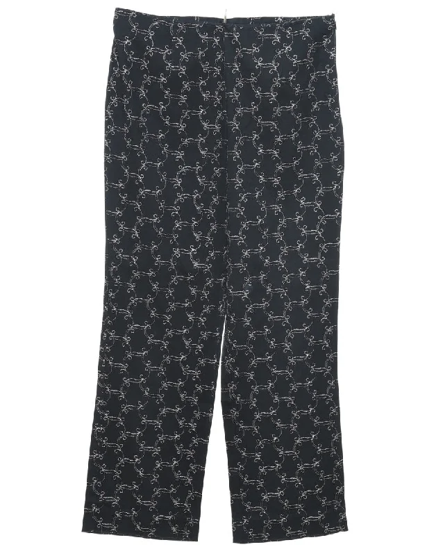 Black Embroidered Trousers - W30 L29 Trousers Denim Blue
