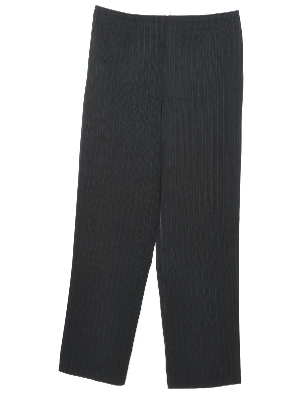 Black Classic Pinstriped Trousers - W32 L31 Trousers Running Lightweight