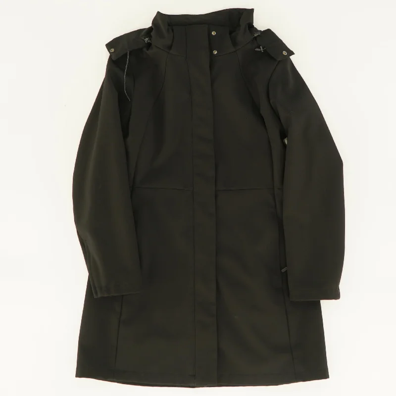 Black Lightweight Coat Elasticated Drawstring Belted